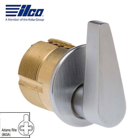 Ilco 1IN ADA TKNB W/863A US26D ADA TURNKNOB MORTISE CYLINDER 1 INCH W/No 2 863A ADAMS RITE CAM SATIN ILCO-ADA-7161TK2-26D
